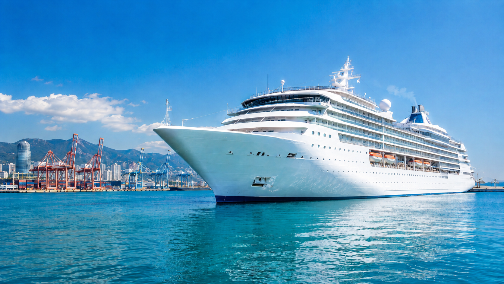 Cruise ship arriving at Busan port